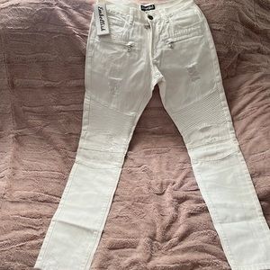 White Embellish Men’s Daytona Biker Denim, Size 30